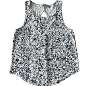 Athleta Breezy Printed Cutout Racerback tank top Blue Medium